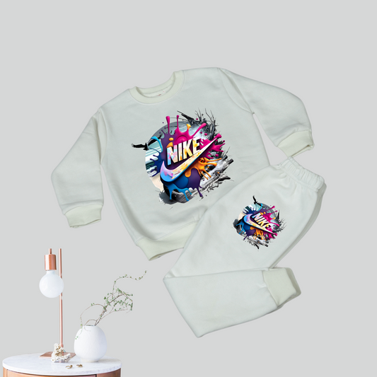 Kids' Hoodie & Tracksuit Set - Crisp White