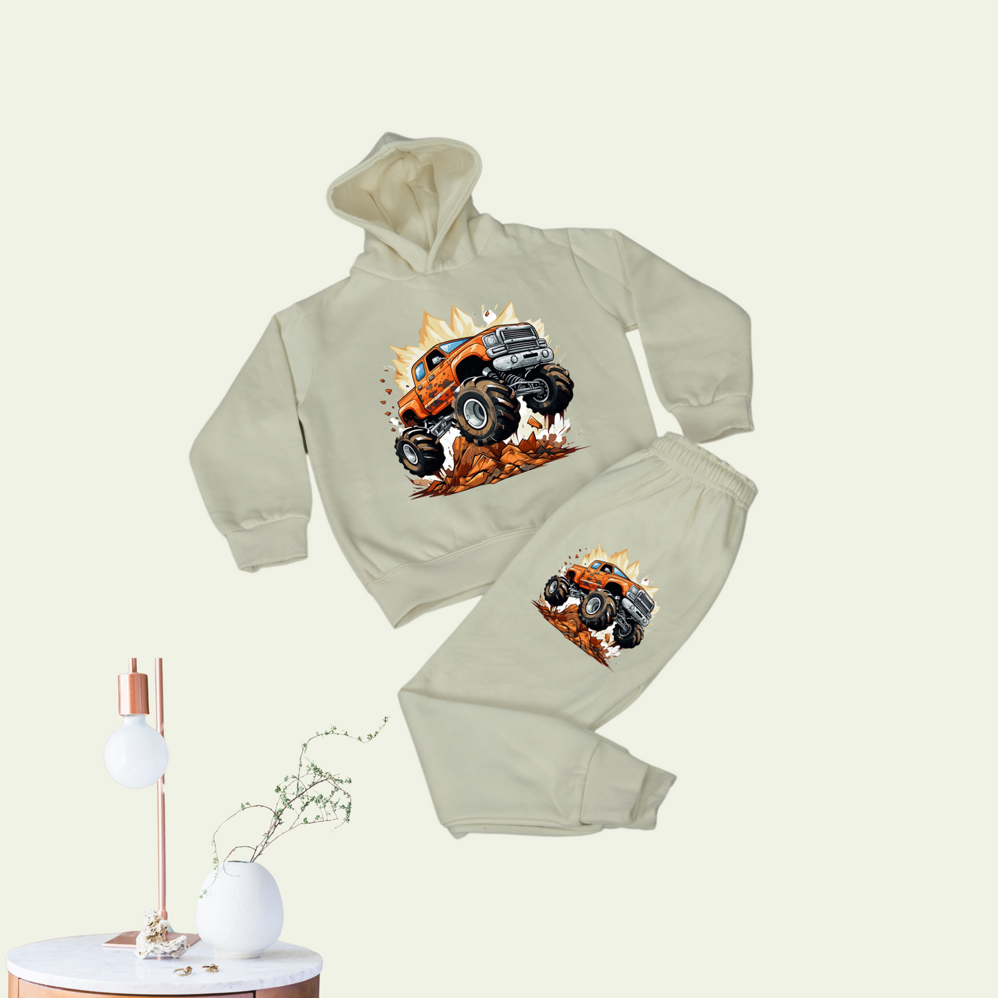 Kids' Hoodie & Tracksuit Set - Elegant Off-White