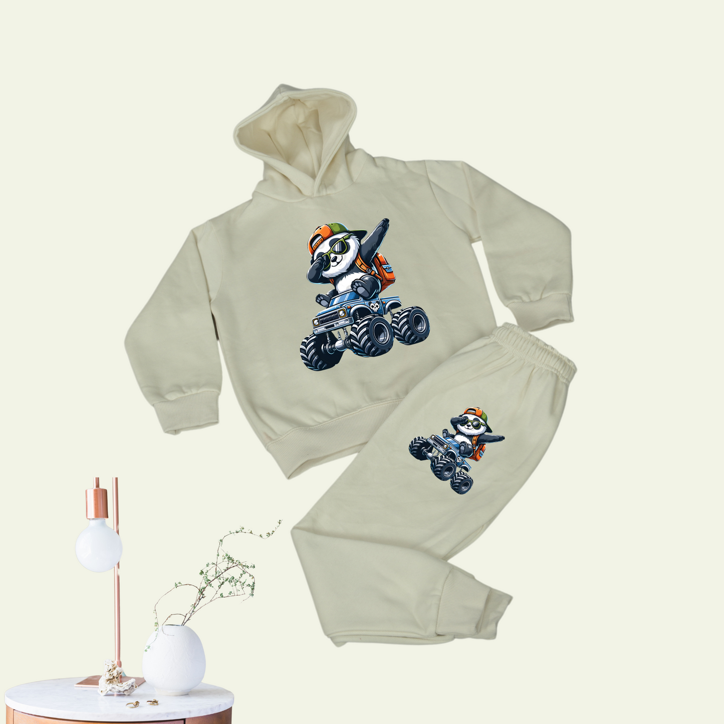 Kids' Hoodie & Tracksuit Set - Elegant Off-White