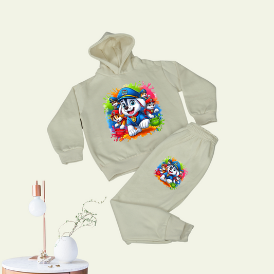 Kids' Hoodie & Tracksuit Set - Elegant Off-White