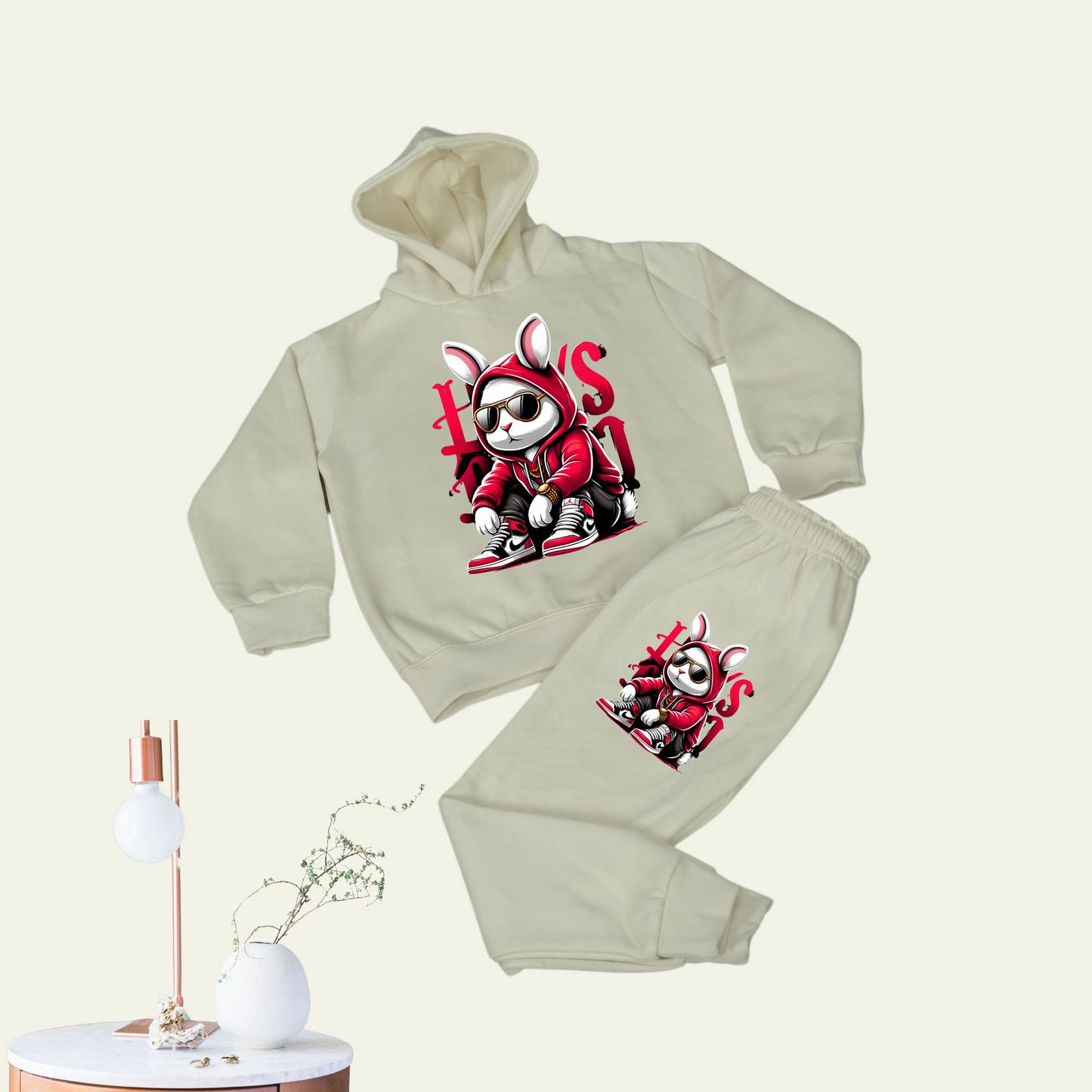 Kids' Hoodie & Tracksuit Set - Elegant Off-White