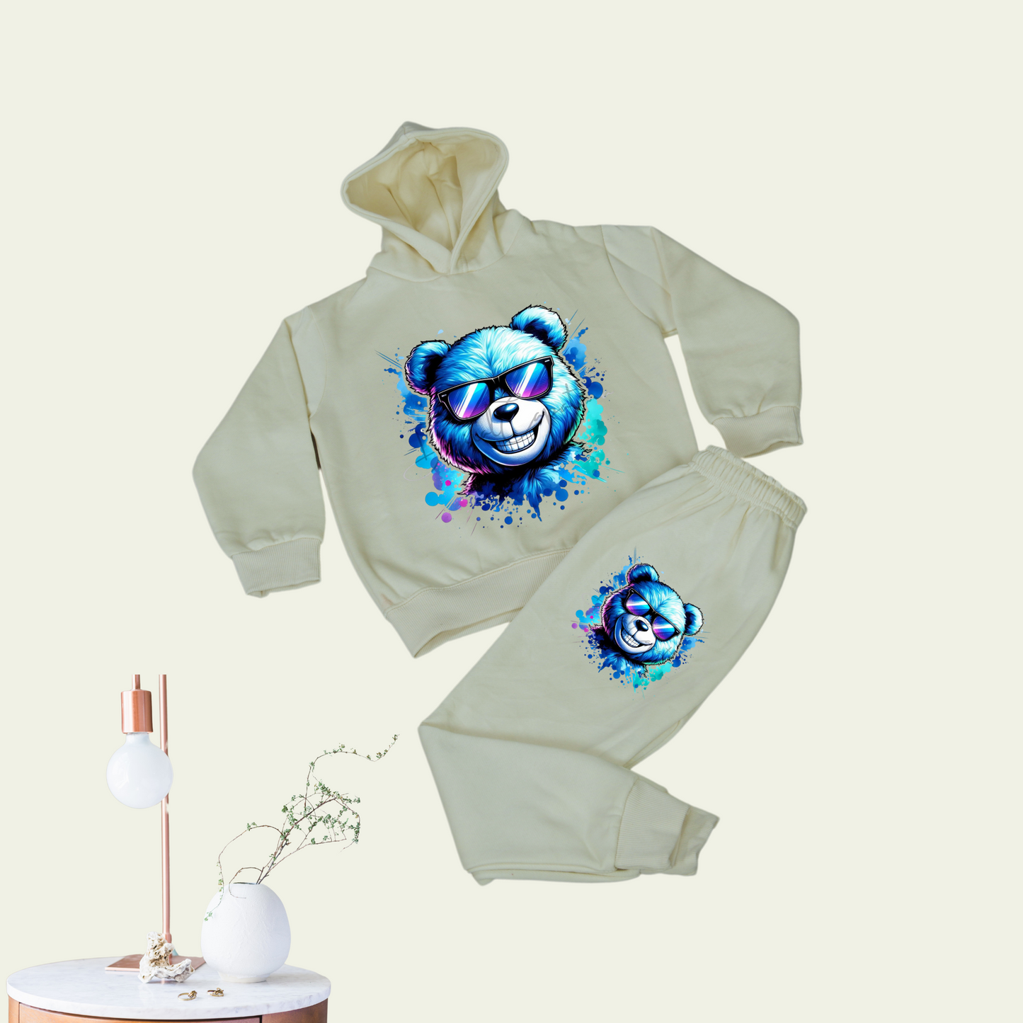 Kids' Hoodie & Tracksuit Set - Elegant Off-White